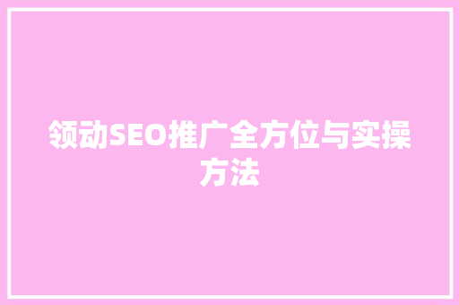 领动SEO推广全方位与实操方法