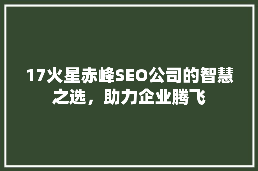 17火星赤峰SEO公司的智慧之选，助力企业腾飞