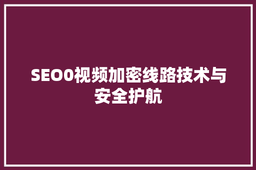 SEO0视频加密线路技术与安全护航