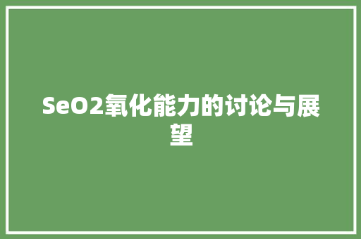 SeO2氧化能力的讨论与展望