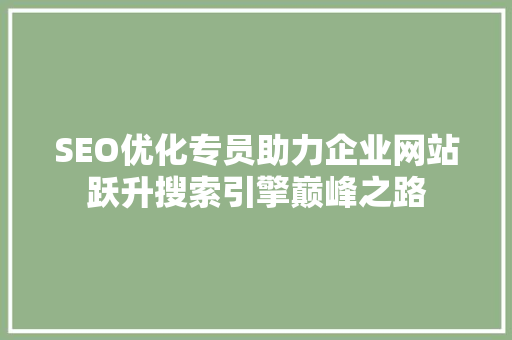 SEO优化专员助力企业网站跃升搜索引擎巅峰之路