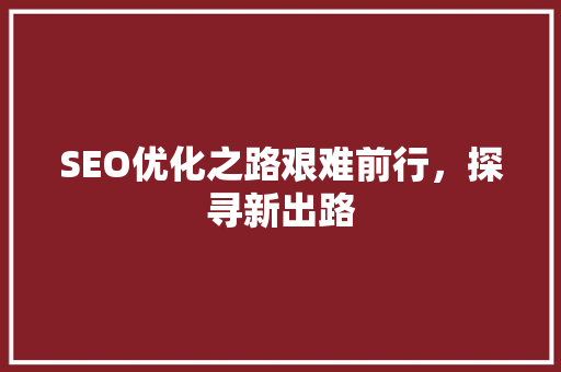 SEO优化之路艰难前行，探寻新出路