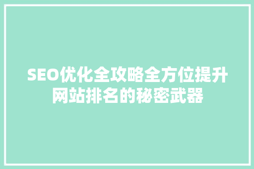SEO优化全攻略全方位提升网站排名的秘密武器