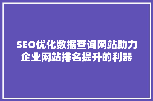 SEO优化数据查询网站助力企业网站排名提升的利器
