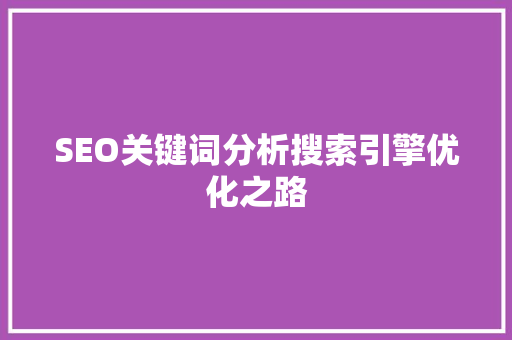 SEO关键词分析搜索引擎优化之路