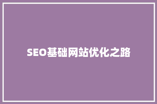 SEO基础网站优化之路