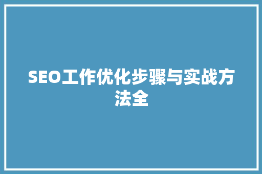 SEO工作优化步骤与实战方法全