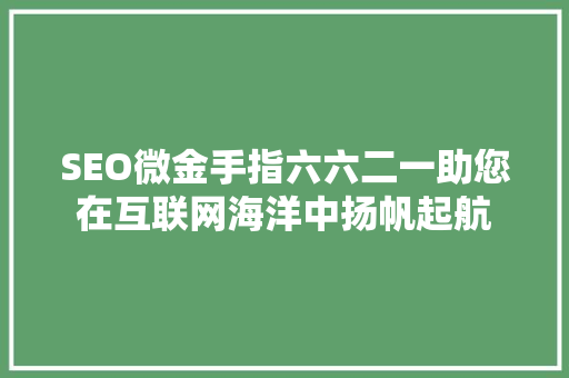 SEO微金手指六六二一助您在互联网海洋中扬帆起航