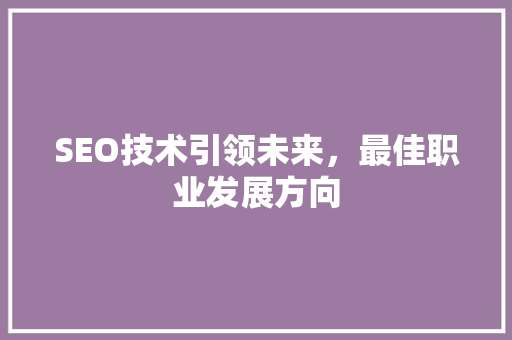 SEO技术引领未来，最佳职业发展方向