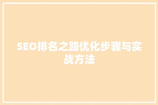 SEO排名之路优化步骤与实战方法