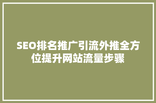 SEO排名推广引流外推全方位提升网站流量步骤