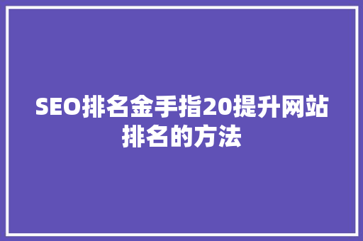 SEO排名金手指20提升网站排名的方法