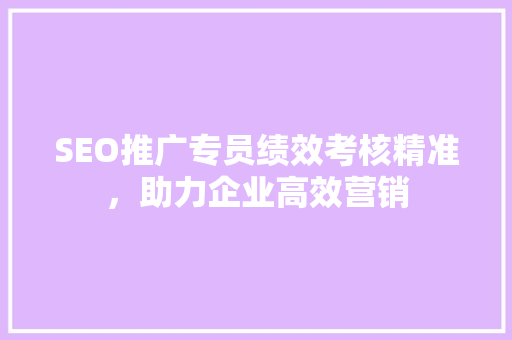 SEO推广专员绩效考核精准，助力企业高效营销