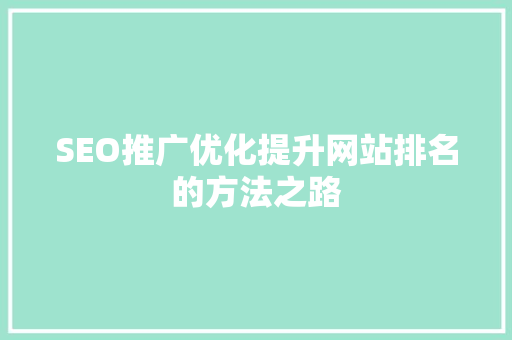 SEO推广优化提升网站排名的方法之路