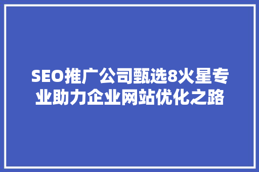 SEO推广公司甄选8火星专业助力企业网站优化之路