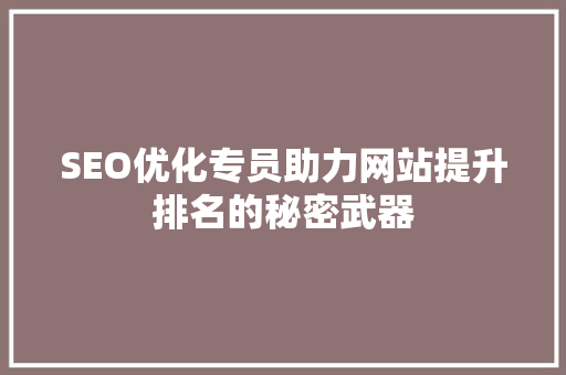 SEO优化专员助力网站提升排名的秘密武器