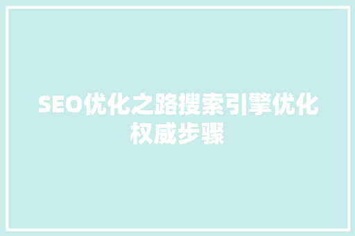 SEO优化之路搜索引擎优化权威步骤