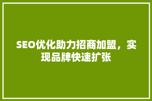 SEO优化助力招商加盟，实现品牌快速扩张