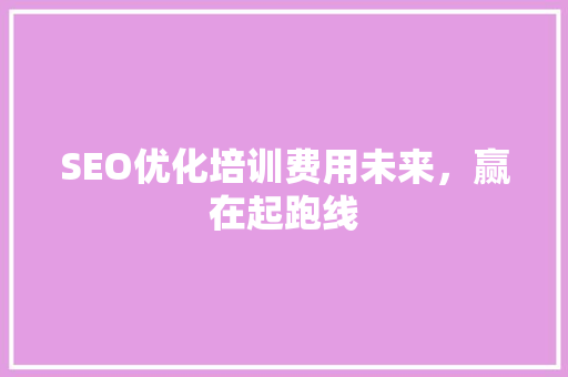 SEO优化培训费用未来，赢在起跑线