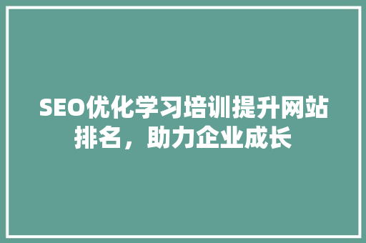 SEO优化学习培训提升网站排名，助力企业成长
