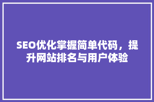 SEO优化掌握简单代码，提升网站排名与用户体验