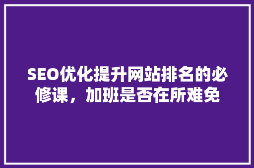 SEO优化提升网站排名的必修课，加班是否在所难免