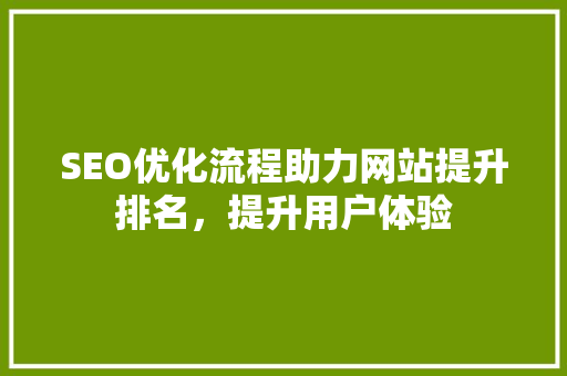 SEO优化流程助力网站提升排名，提升用户体验