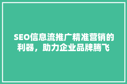 SEO信息流推广精准营销的利器，助力企业品牌腾飞