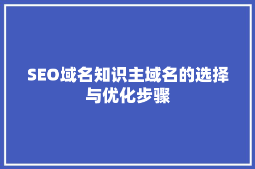 SEO域名知识主域名的选择与优化步骤