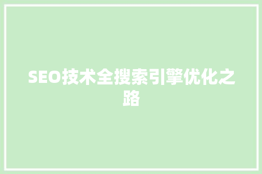SEO技术全搜索引擎优化之路