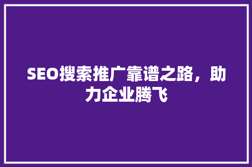 SEO搜索推广靠谱之路，助力企业腾飞