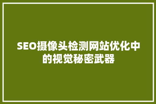 SEO摄像头检测网站优化中的视觉秘密武器