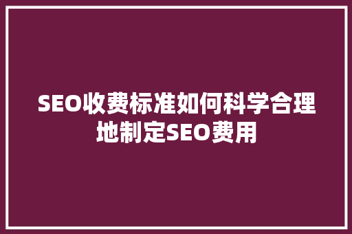 SEO收费标准如何科学合理地制定SEO费用
