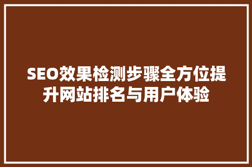 SEO效果检测步骤全方位提升网站排名与用户体验