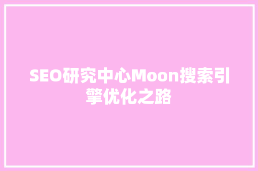 SEO研究中心Moon搜索引擎优化之路