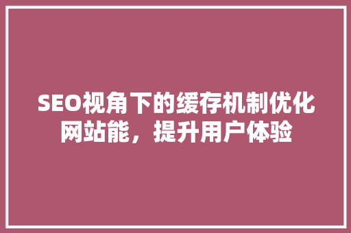 SEO视角下的缓存机制优化网站能，提升用户体验