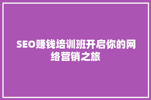 SEO赚钱培训班开启你的网络营销之旅