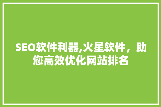 SEO软件利器,火星软件，助您高效优化网站排名