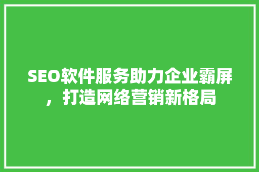 SEO软件服务助力企业霸屏，打造网络营销新格局