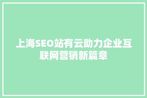 上海SEO站有云助力企业互联网营销新篇章