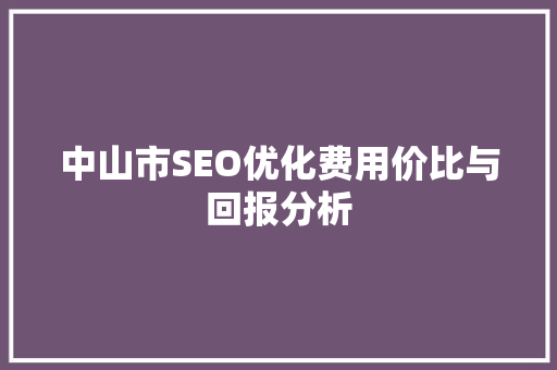 中山市SEO优化费用价比与回报分析