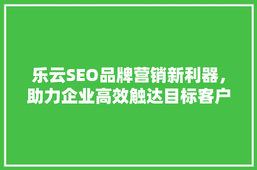 乐云SEO品牌营销新利器，助力企业高效触达目标客户
