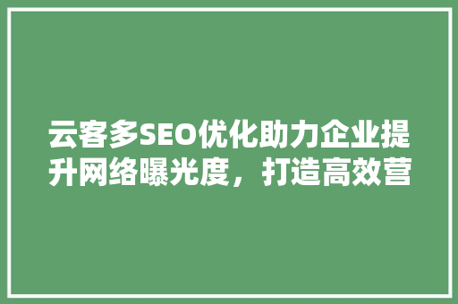 云客多SEO优化助力企业提升网络曝光度，打造高效营销步骤