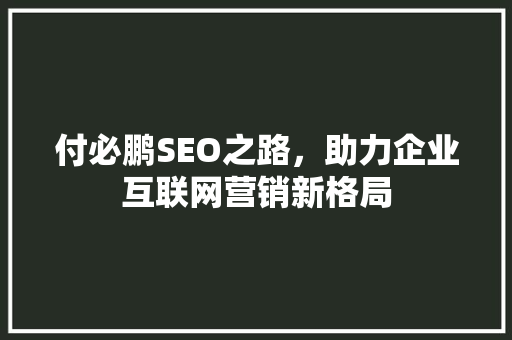付必鹏SEO之路，助力企业互联网营销新格局