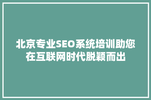 北京专业SEO系统培训助您在互联网时代脱颖而出