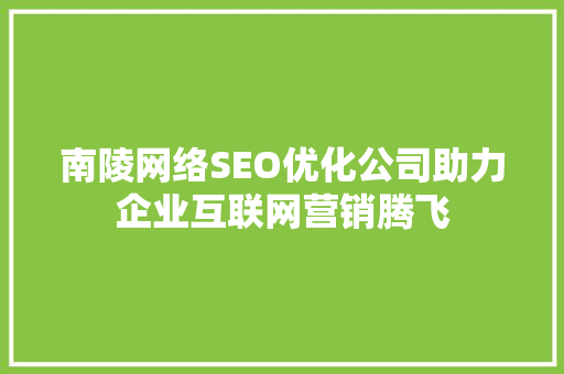 南陵网络SEO优化公司助力企业互联网营销腾飞