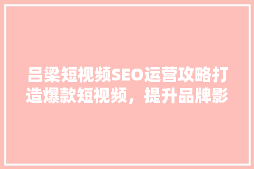 吕梁短视频SEO运营攻略打造爆款短视频，提升品牌影响力
