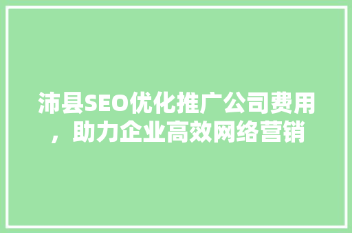 沛县SEO优化推广公司费用，助力企业高效网络营销