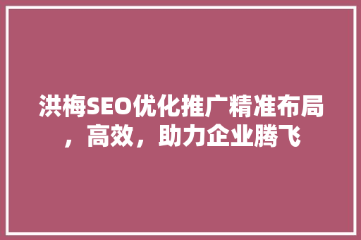 洪梅SEO优化推广精准布局，高效，助力企业腾飞
