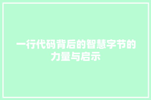 一行代码背后的智慧字节的力量与启示